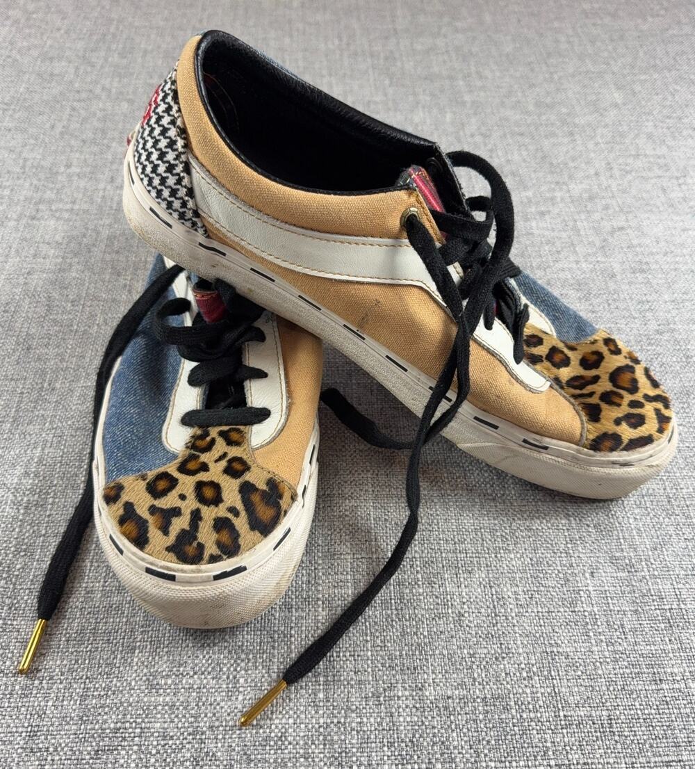 Vans Bold Ni Bender Shoes Mens 10 Leopard Denim Houndstooth Patchwork UltraCush